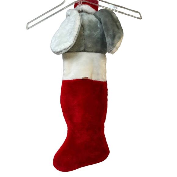 Smithy Gray Mouse Santa Hat Plush Christmas Stocking 27" Vintage Great Condition - Picture 2 of 4